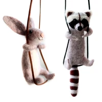 rabbit and raccoon needle felting kits with swing needle felting supplies diy craft gift for beginners give to mom or childs