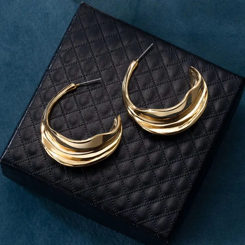 

vintage Golden hoop Dangle Drop Earrings for Women Female Statement Geometry Moon bend Earrings 2020 Trend Fashion Jewelry