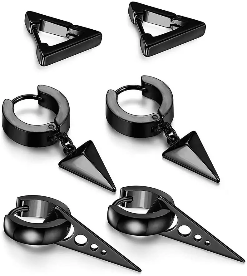 Lvcky 4 пары треугольные серьги гвоздики из нержавеющей стали для мужчин и женщин