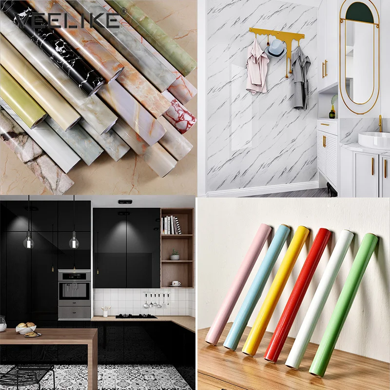 Многоцветные глянцевые обои ПВХ самоклеющиеся мраморные наклейки на стену для