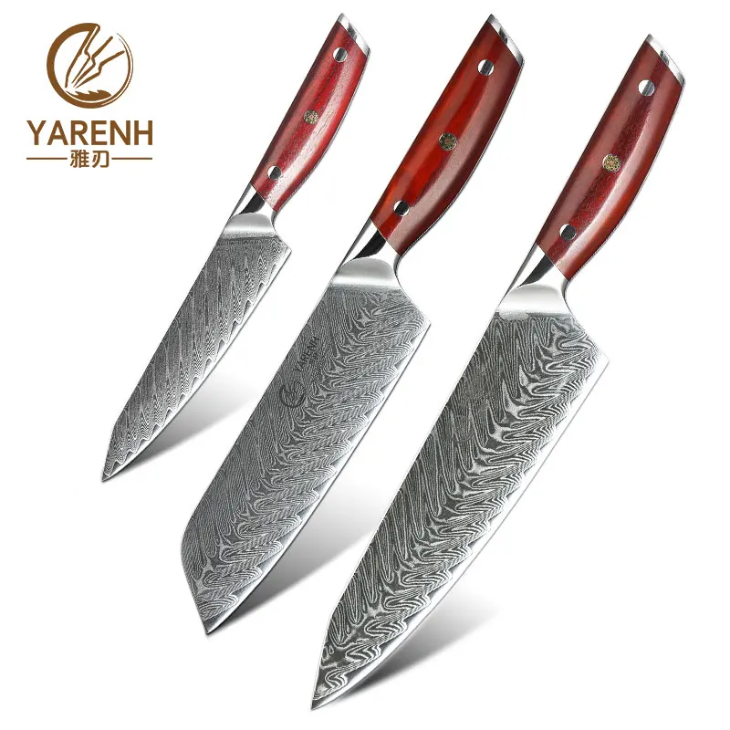 KTF - CMR - 3P Yarenh набор ножей 5 шт.- японские ножи кухонные из 67 слой vg10 дамасская сталь- острый нож дамаск высокого качества - Цвет: KTF - CMR - 3P