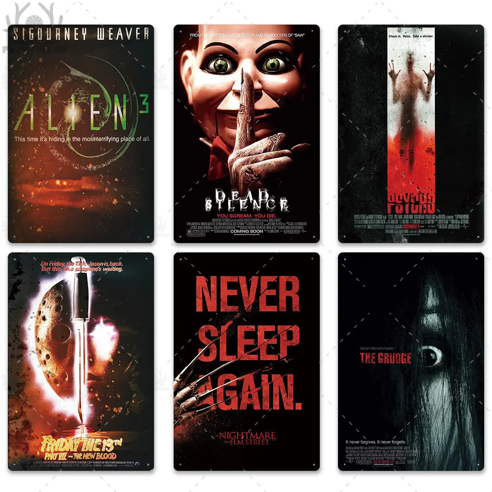 Horror Movie Metal Poster Plaque Vintage Thriller Tin Sign Wall Decor for Bar Pub Club Man Cave 30X20 CM | Дом и сад