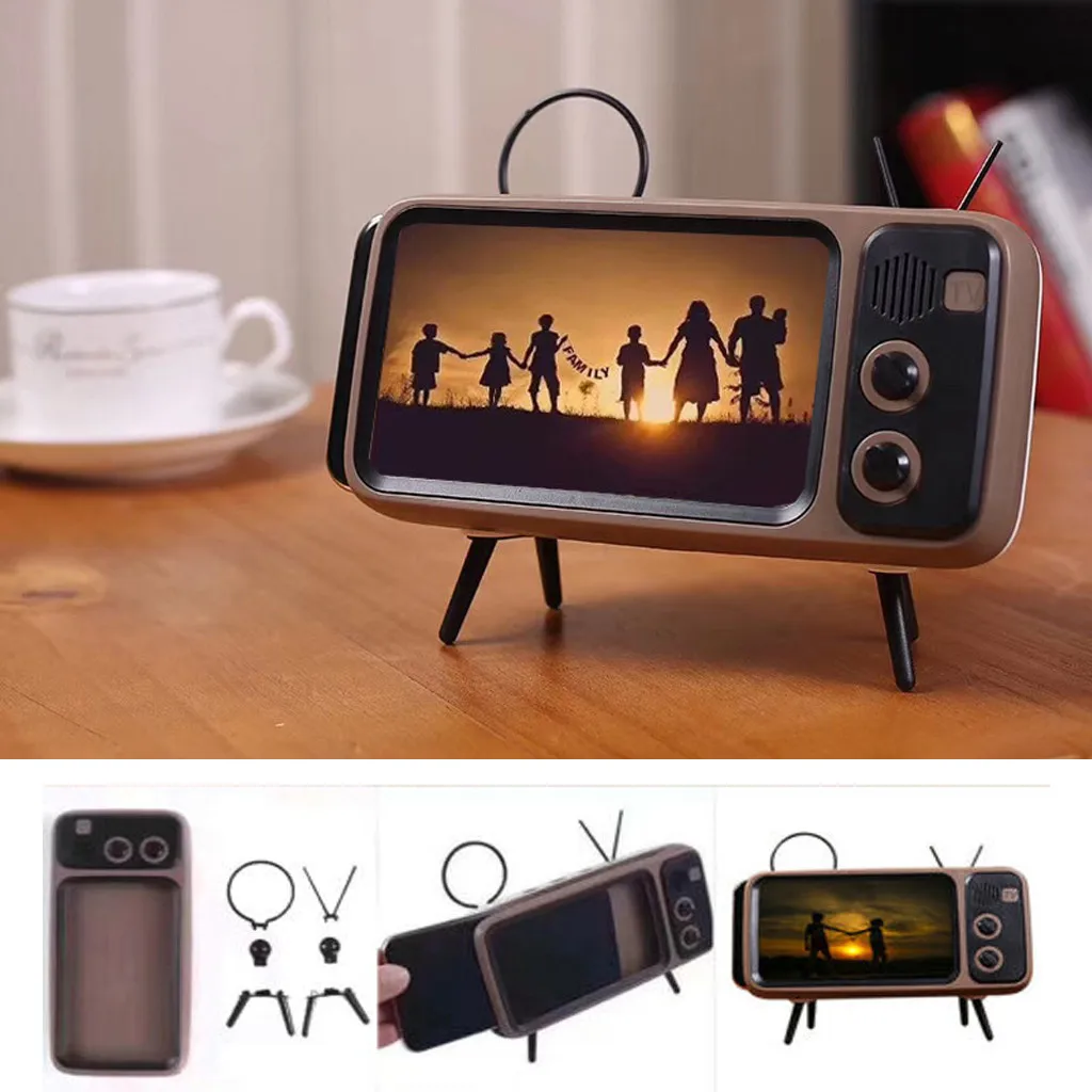 Мини Портативный ретро BT Bluetooth динамик музыка ТВ дизайн держатель мобильного