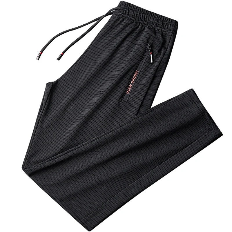 

Summer Black Sweatpants Men Joggers Breathable Mesh Sportswear Baggy Trousers Male Casual Track Pants Plus Size 7XL 8XL 9XL