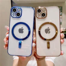 Original Official Magsafe Magnetic Wireless Charging Plating Case For iPhone 13 12 11 Pro Max Mini Back Phone Cover Accessories