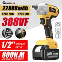 mustool 800n m 388vf brushless electric impact wrench rechargeable 12 square cordless wrench power tools for makita 18v battery