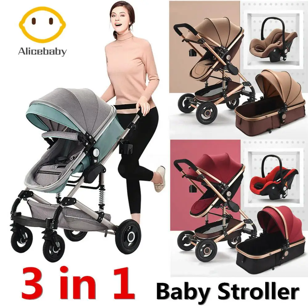 Детская коляска с автомобильным сиденьем 3 в 1 люлька высоким Landscope складная для