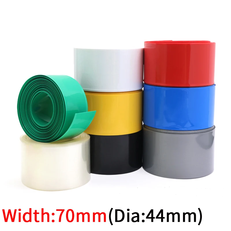 

Dia 44mm PVC Heat Shrink Tube Width 70mm Lithium Battery Insulated Film Wrap Protection Case Pack Wire Cable Sleeve Colorful