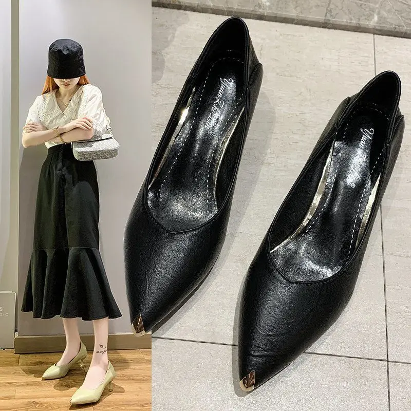 

Ol Office Lady Shoes Pointed Toe Pumps 5cm Heels Women Boat Shoes Heels for Women High Heels Sexy Black Shoes Plus Size 34-42
