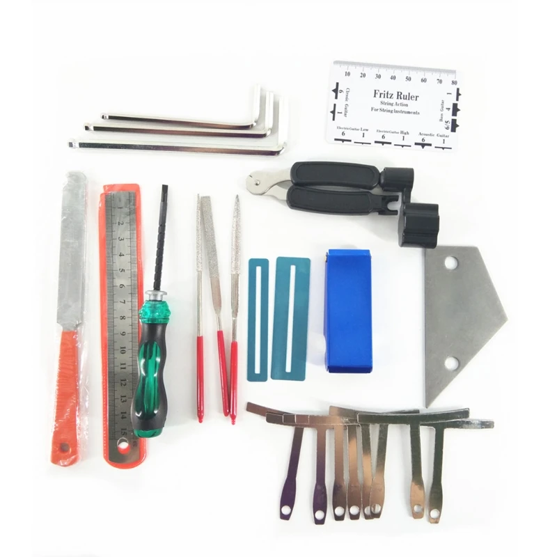 

Guitar Tool Kit Repairing Maintenance Tools String Organizer String Action Ruler Gauge Measuring Tool Hex Wrench Set T4MF