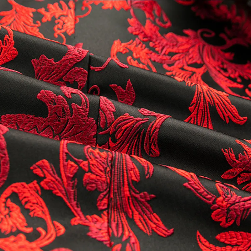 

Men's Formal Wedding Blazers Red Jacquard Embroidery Suit Jackets Evening Party Prom Singer Host Suit Coat Autumn Winter Blazer