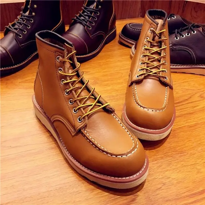 

New Men PU Leather Lace Up Fashion Martin Boots Work Travel Wedding Boots Business Dress Boots Retro Motorcycle Boots XM412