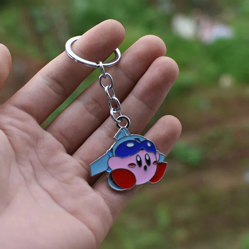 

Figures of Games Kirby Keychain Cute Pink Star Toys Cartoon Keychains Anime Metal Pendant Keyring Fans Jewelry Gift Accessories