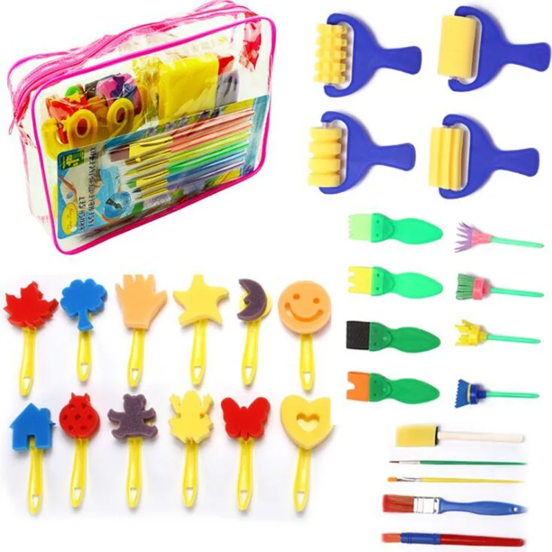 

Painting Sponge Brushes Set DIY Safe Creative Durable Art Brush Drawing Toys Set Brush Stamp Graffiti Tool