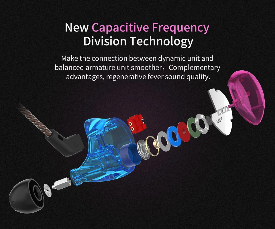 CCA C04 1BA+ 1DD гибридные наушники в ухо HIFI DJ монитор для бега спортивные наушники гарнитура вкладыши с съемным обновленным кабелем
