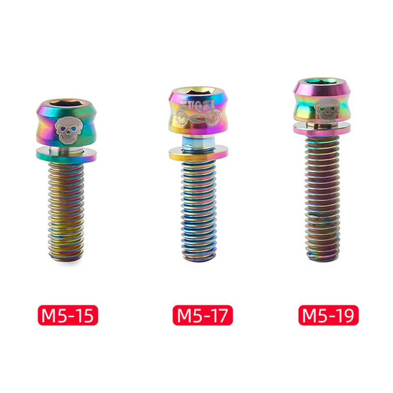 Титановый штоковый винт MUQZI M5 x 15 17 19 мм с вакуумным покрытием и крепежными болтами