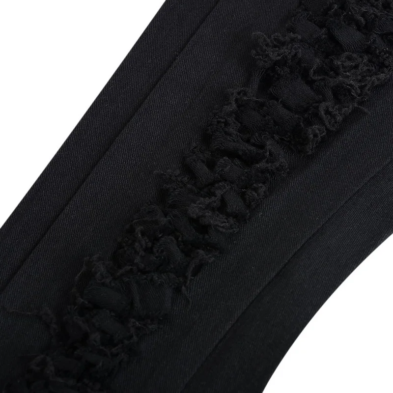 Новейшие легинсы черные джинсы с высокой талией пуш-ап Узкие рваные джинсовые