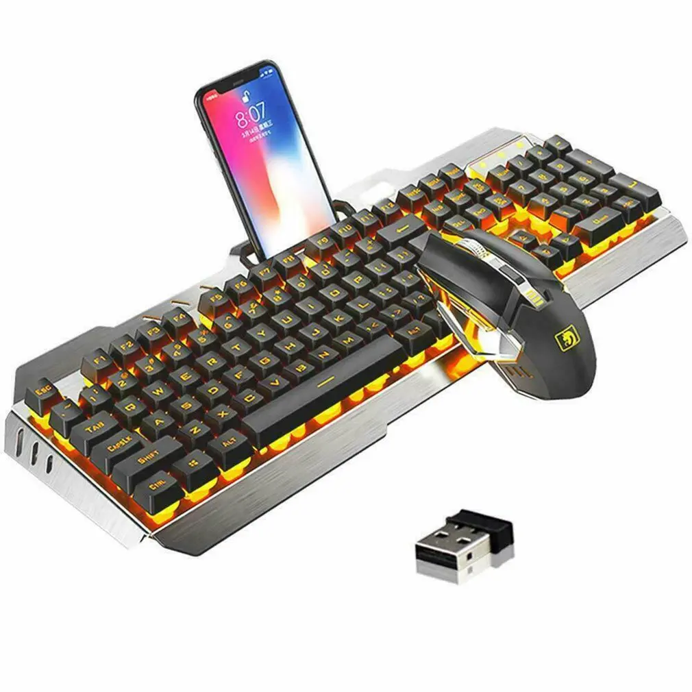 K670 Беспроводная перезаряжаемая игровая клавиатура+ мышь, набор, светодиодный, с подсветкой, механический, на ощупь, USB клавиатуры, комбинированные мыши