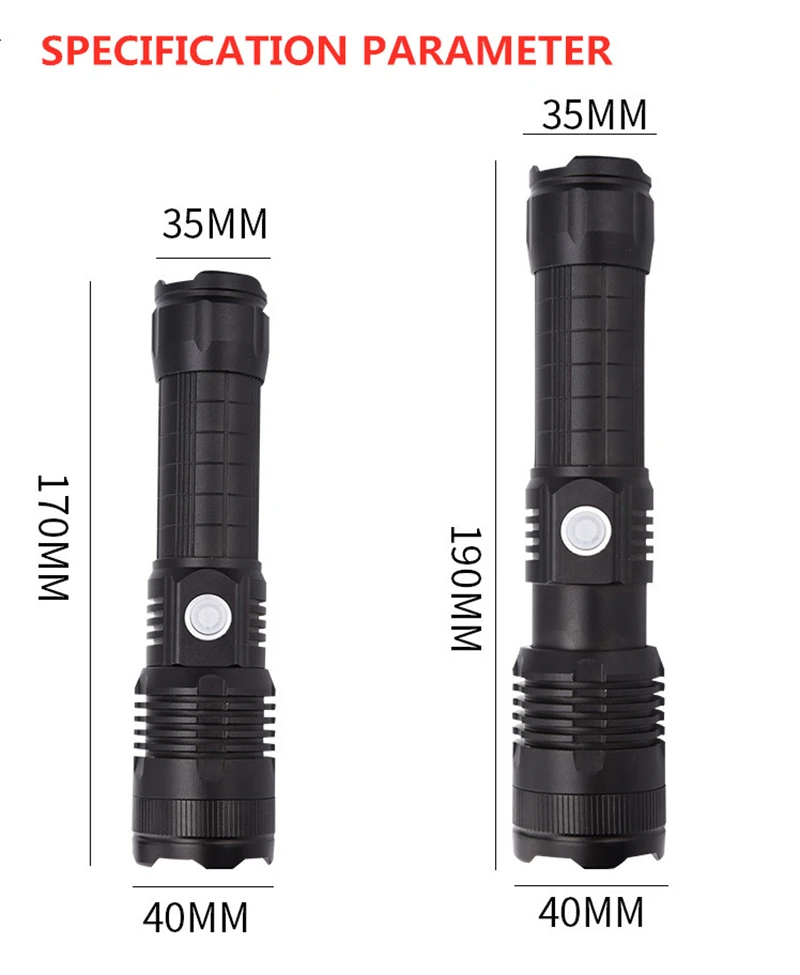 

New Zoom Flashlight USB Rechargeable Aluminum LED Strong Light Outdoor Flashlight Portable Suit For Night Light