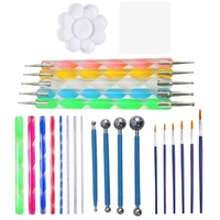 25 pcs mandala painting dotting tools with dotting rods ball stylus pen stencil paint tray brushes for nail rock fabric wall art