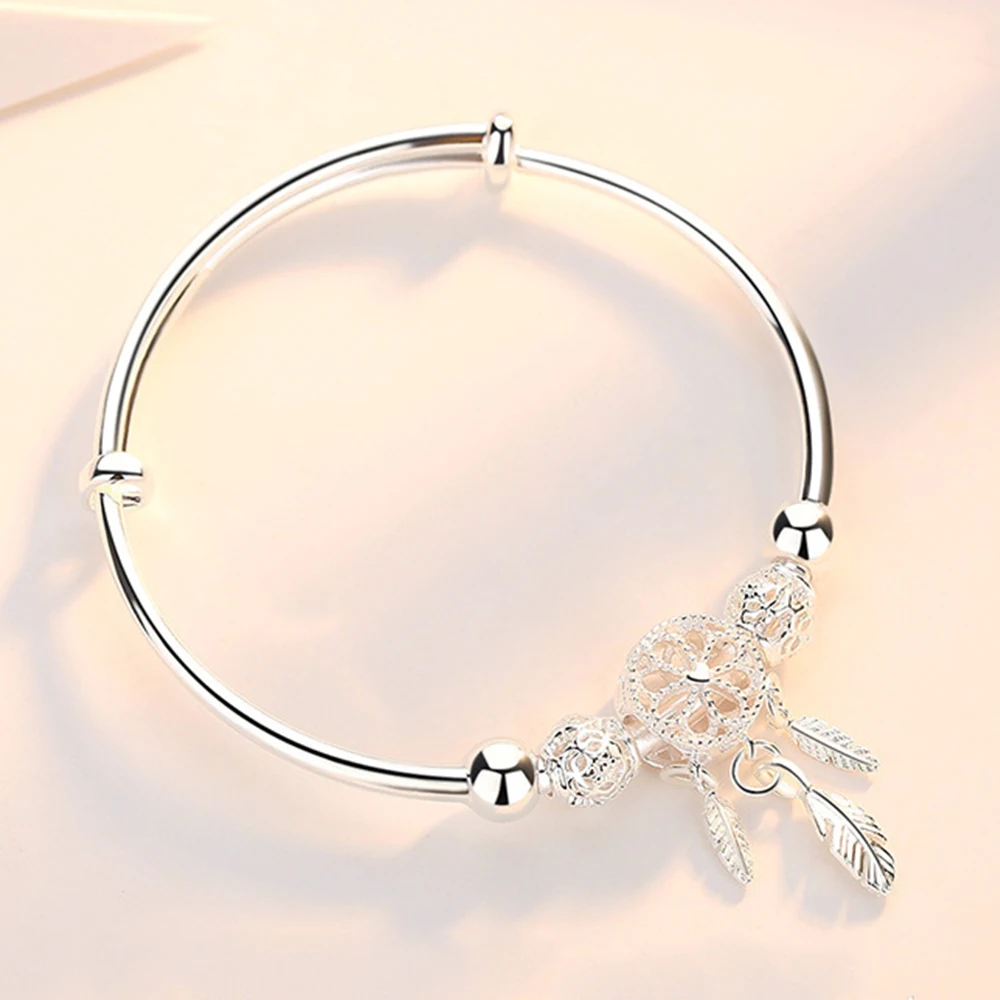 

Dreamcatcher Tassel Feather Round Bead Charm Bracelet &Bangle for Women Elegant Jewelry Bangles
