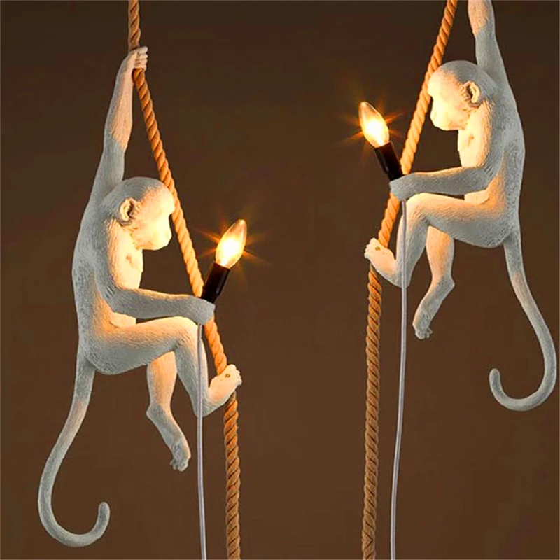 

Nordic смолы лампа в форме обезьяны Led подвесные лампы освещения Гостиная Ресторан Спальня светильник Кухня светильники Европейский отгрузки