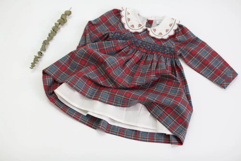 2019 винтажное Хлопковое платье в красную клетку для девочек милое принцессы