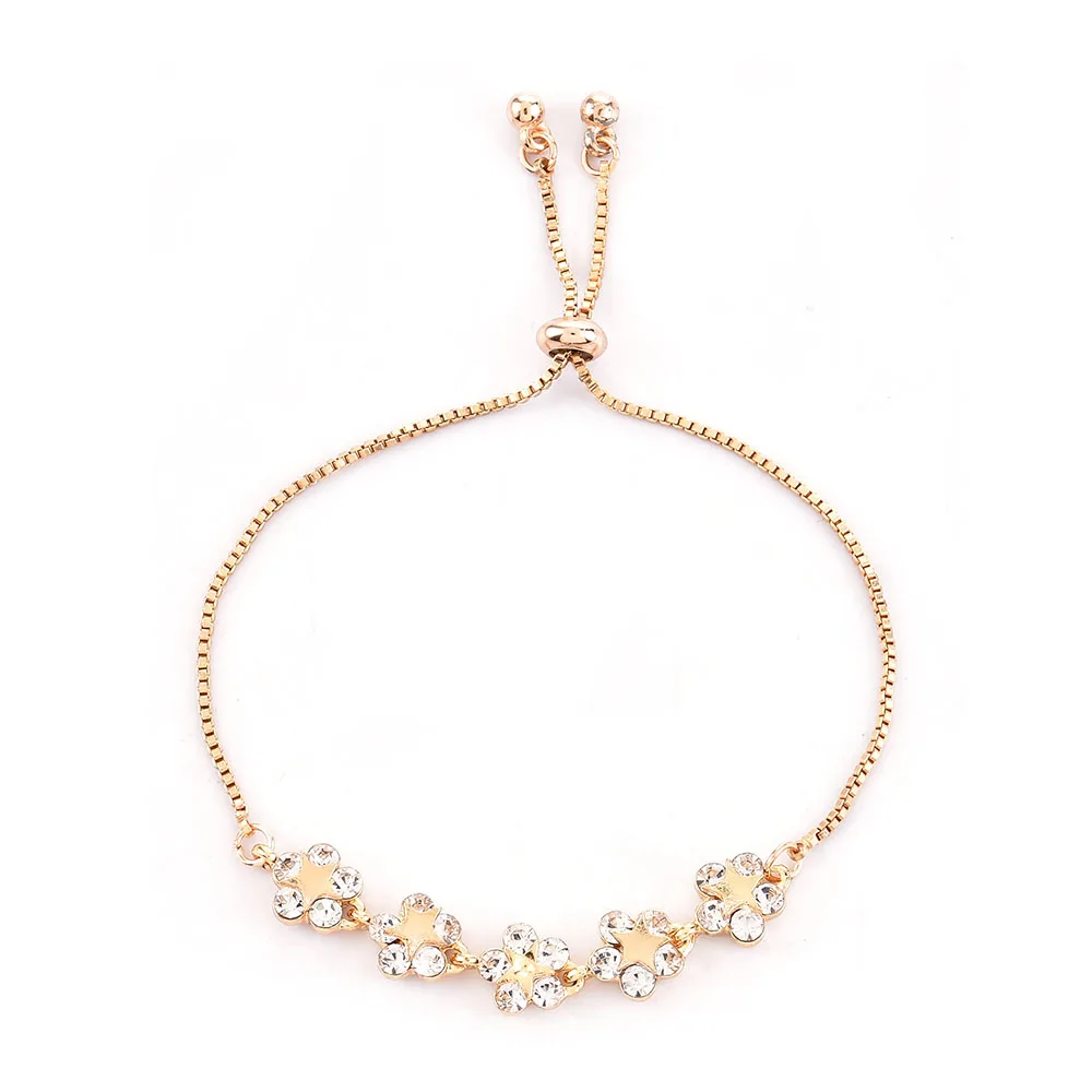 

Fashion Temperament Beautiful Zircon Petal Pentagram Bracelet Adjustable Bracelet Wedding Bridal Jewelry Female Gift