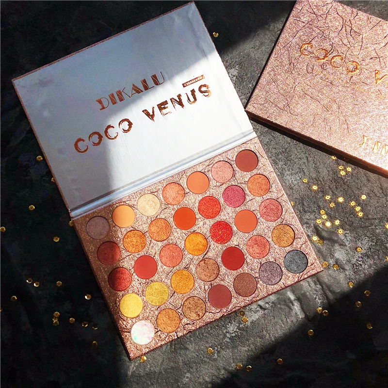 Coco Venus Eyeshadow Palette 35 Color Shimmer Matte Glitter Pallete Metallic Creamy Pigmented Nude Makeup |