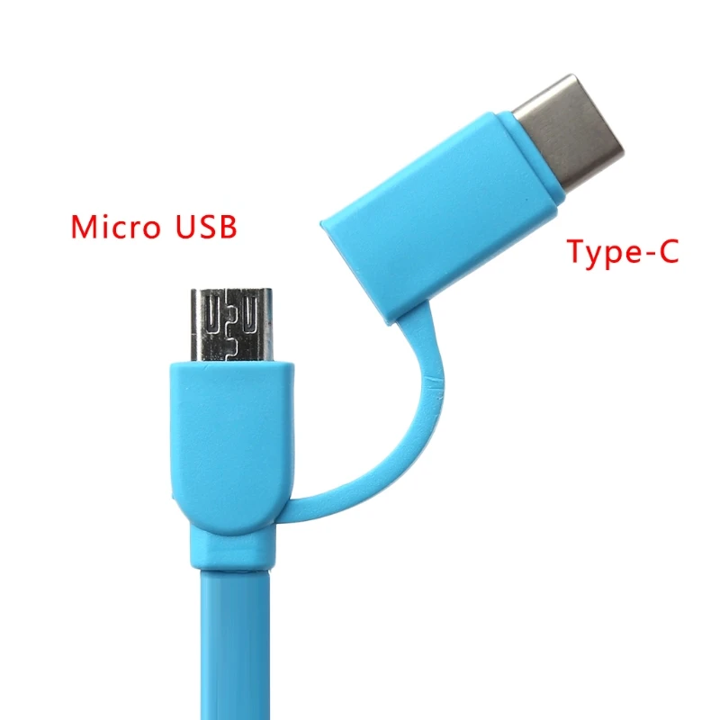 

Retractable 2-In-1 Micro USB+Type C Charging Data Flat Cable For Anroid Phone