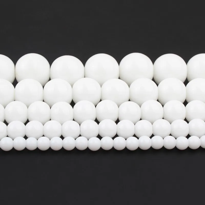 

Natural Stone Beads Tridacna Stone White Round Beads For Jewelry Making 15" Pick Size 4/6/8/10/12 mm -F00095