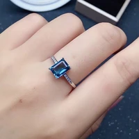 simple 925 silver topaz ring for daily wear 5mm 7mm natural london blue topaz silver ring sterlings ilver topaz jewelry