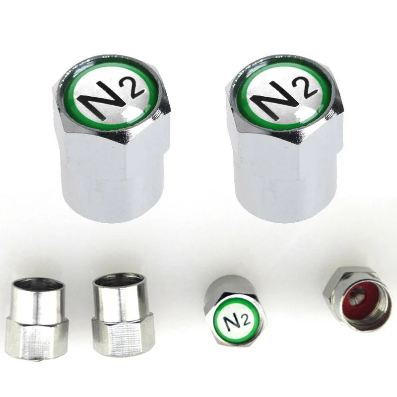 

4pcs Universal Car SUV Chrome TPMS Valve Stem Caps N2 Nitrogen Tire Insert Cover Auto Car Cap Accessories Car Styling Products