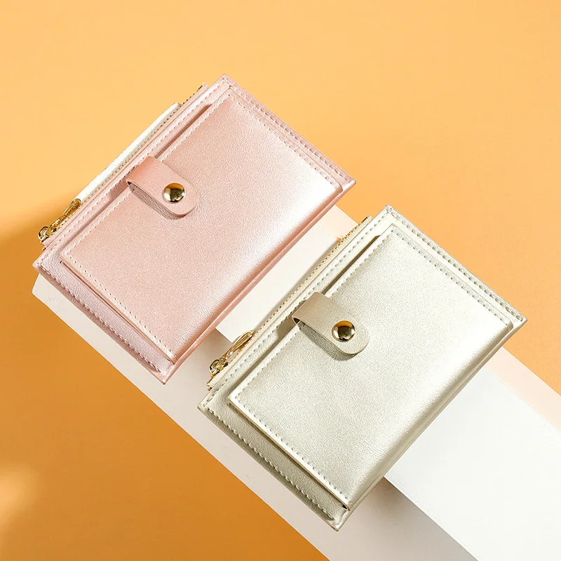 Новинка тонкий женский кошелек золотистого цвета на молнии с держателем для карт