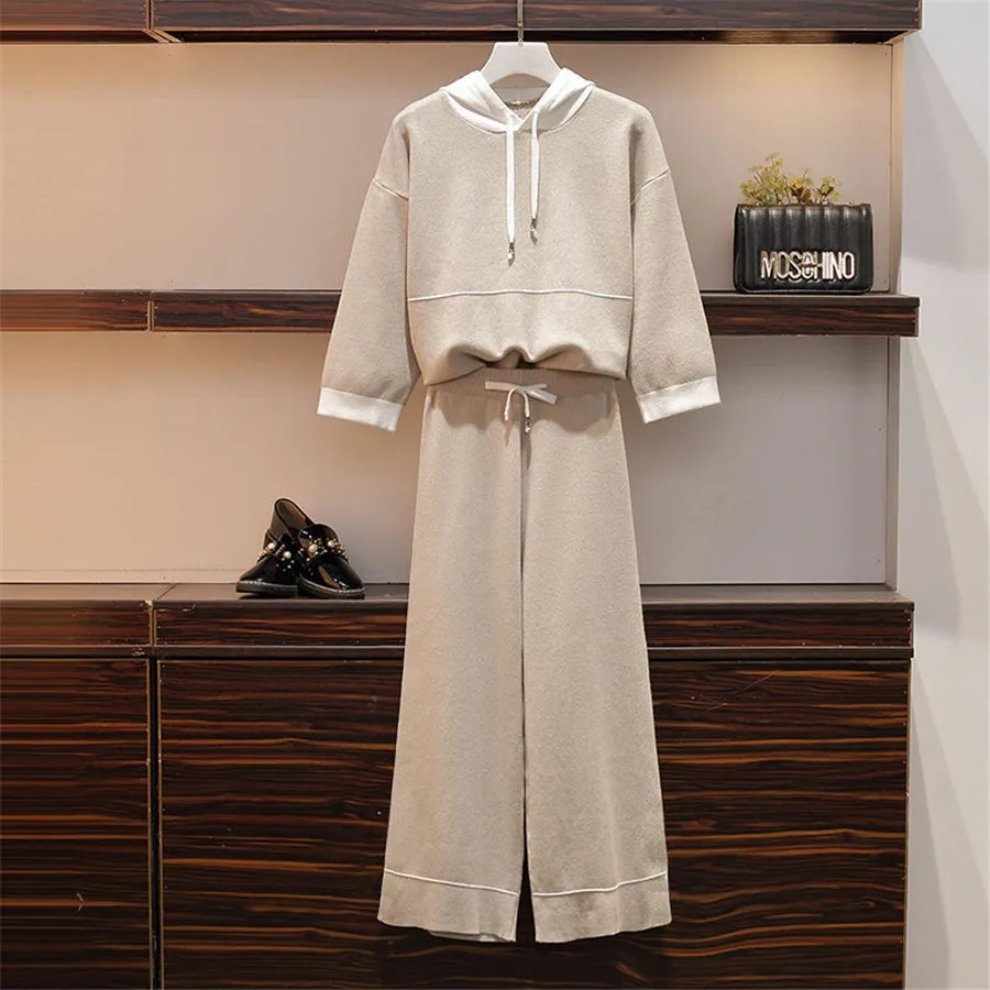 Вязаный свитер комплект из 2 предметов женская одежда толстовки с длинными