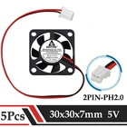 Небольшой Бесщеточный Охлаждающий вентилятор постоянного тока Gdstime, 5 шт., 5 В, 2 контакта, 30x30x7 мм, 30 мм, 2 контакта, 2,0 3007