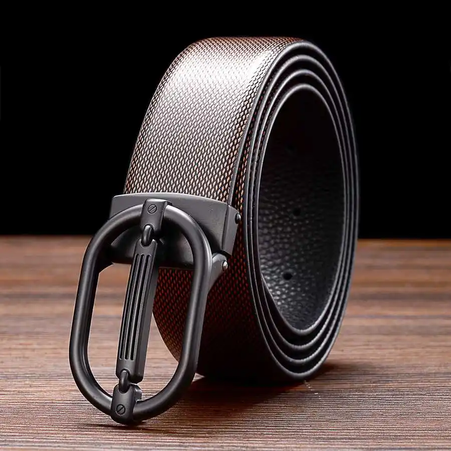 Vintage Belt New Leather Belts for Men Fashion Genuine Leather Men Belt Male plate Buckle  Black\coffee