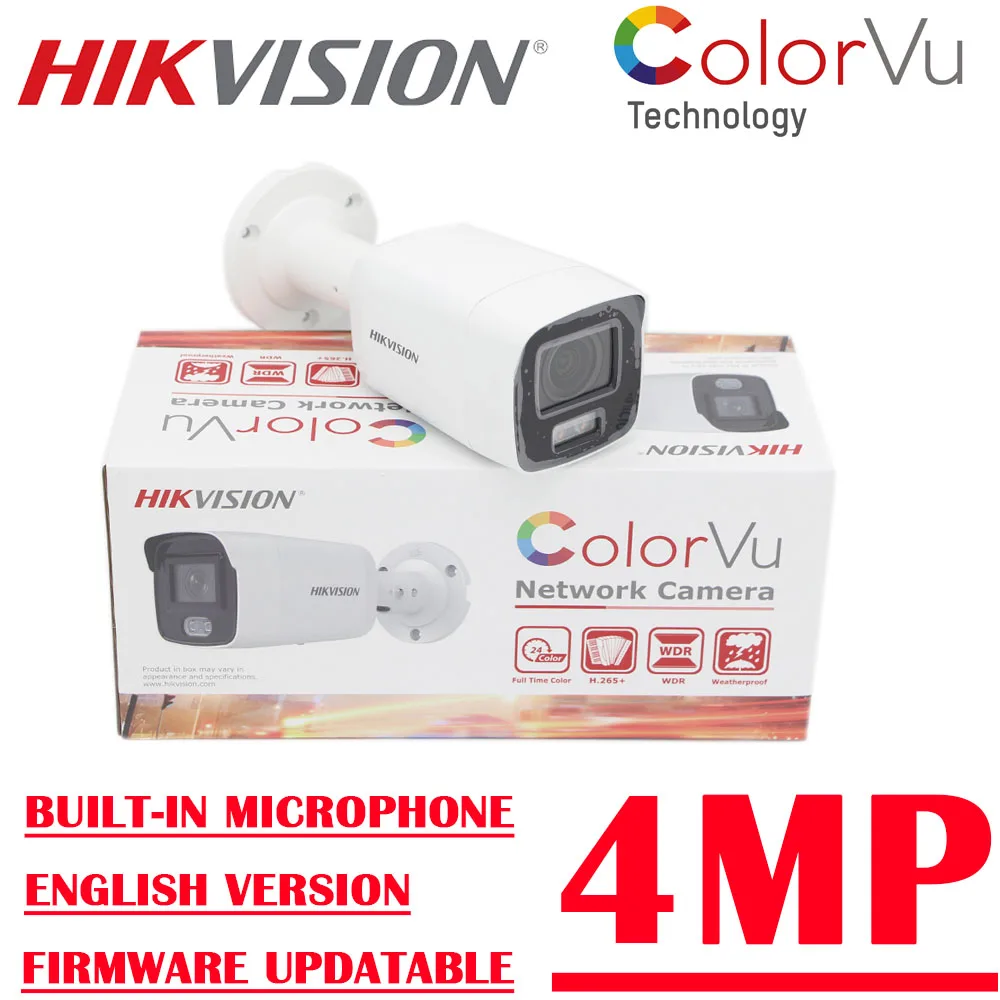 

4MP POE DS-2CD2047G2-LU New Hikvision CCTV Ip Camera Surveilance Colorvu Full Color Fixed Bullet Network Built-in Microphone