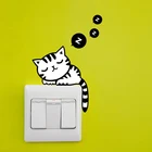 Домашняя наклейка для выключателя света сделай сам, мультяшный кот, съемная настенная картинка для гостиной, ванной, спальни