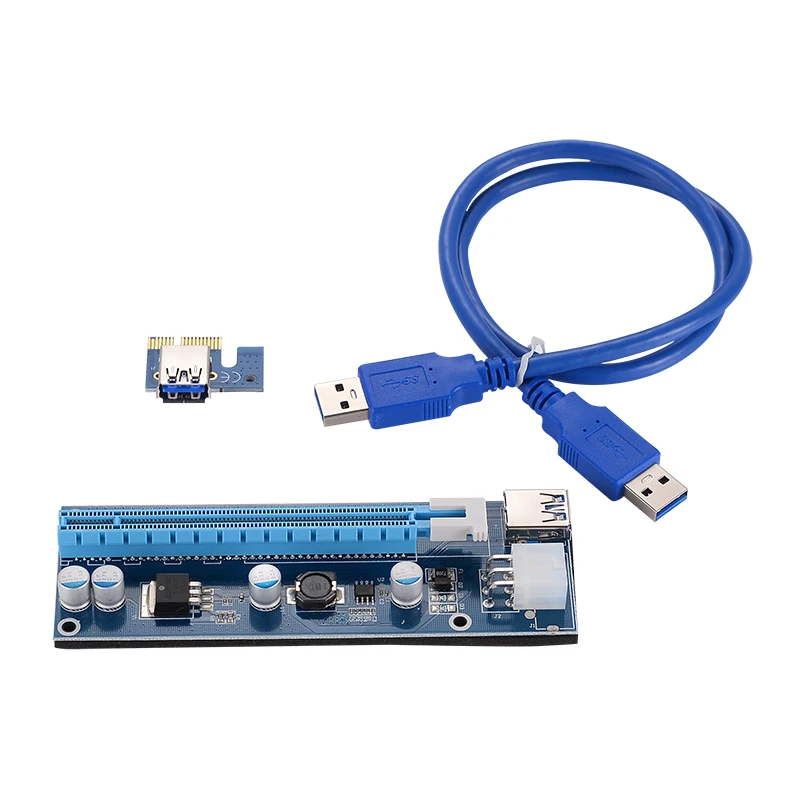 VER 007 PCIe PCI E Express 1x к 16x Riser Card USB 3 0 кабель для передачи данных SATA 6Pin IDE Molex блок питания