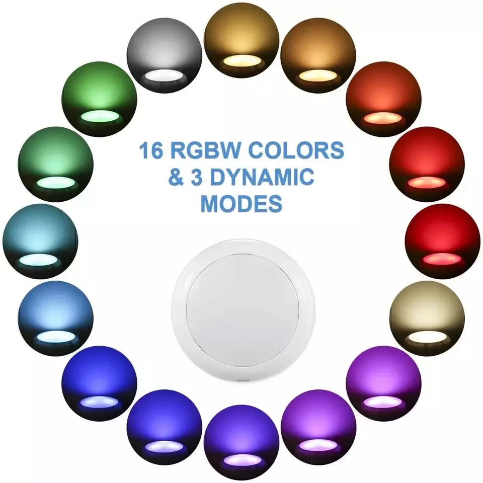 

LED Cabinet Light Rechargeable RGB Color Puck Lights Dimmable Under Shelf Kitchen Counter Lighting Remote Controller Night Light