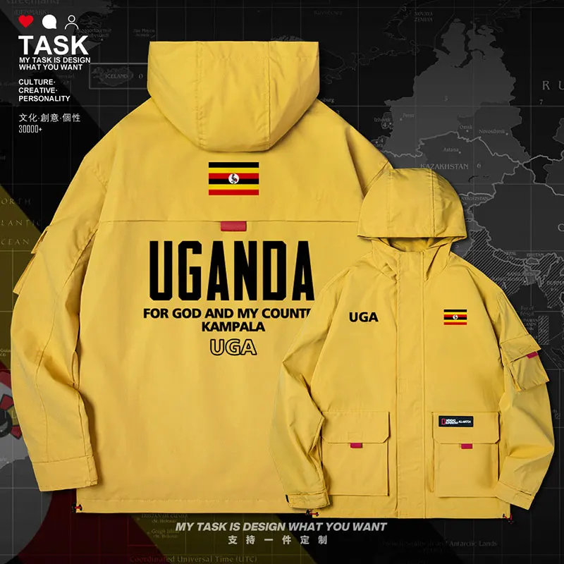 

Угандийская УГА Мужская куртка с капюшоном с флагом страны chaquetas hombre модные куртки тренчкот Мужское пальто для мужчин осенняя одежда