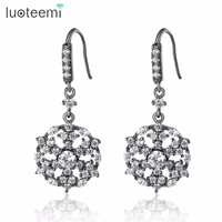 luoteemi new fashion black tone gothic clear cubic zirconia snowflake crawler cuff dangle earrings for women christmas gift