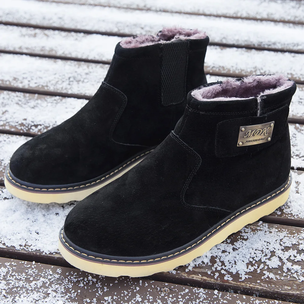 

Men Boots Men Winter Shoes Plus Size 39-46 Warm Ankle Botas Hombre For Leather Winter Boots Shoes Men Plush Winter Sneakers Mens