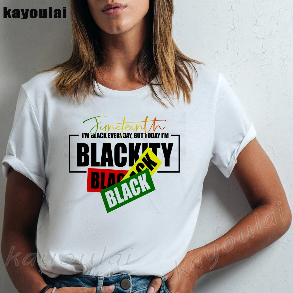 Перерыв на свободу Juneteenth Женская футболка черные история топ с черным верхом