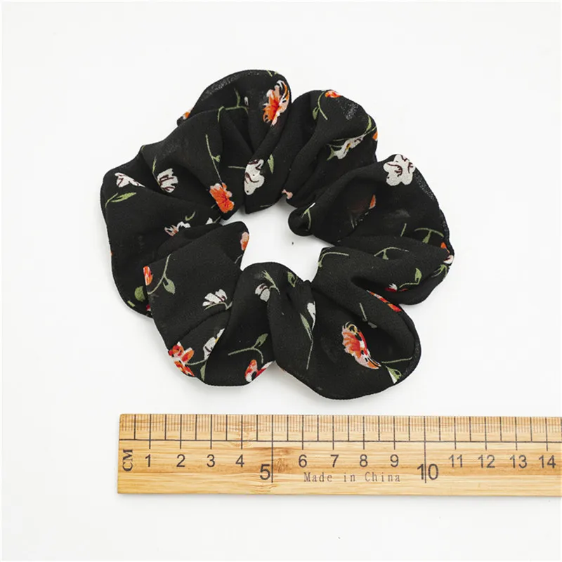 

Chiffon Floral Print Scrunchie Hair Accessories For Women Elastic Rubber Bands Hair Ties Rope Girls Ponytail Holder Scrunchies