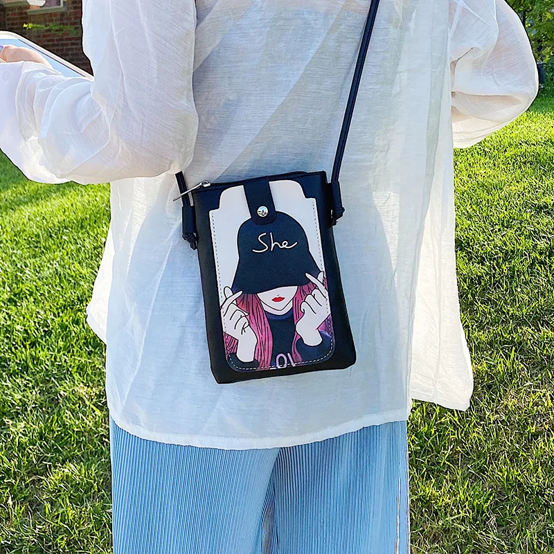 

The new all-match lady shoulder bag fashion hit color diagonal bag sweet and cute mini PU coin mobile phone bag cosmetic bag