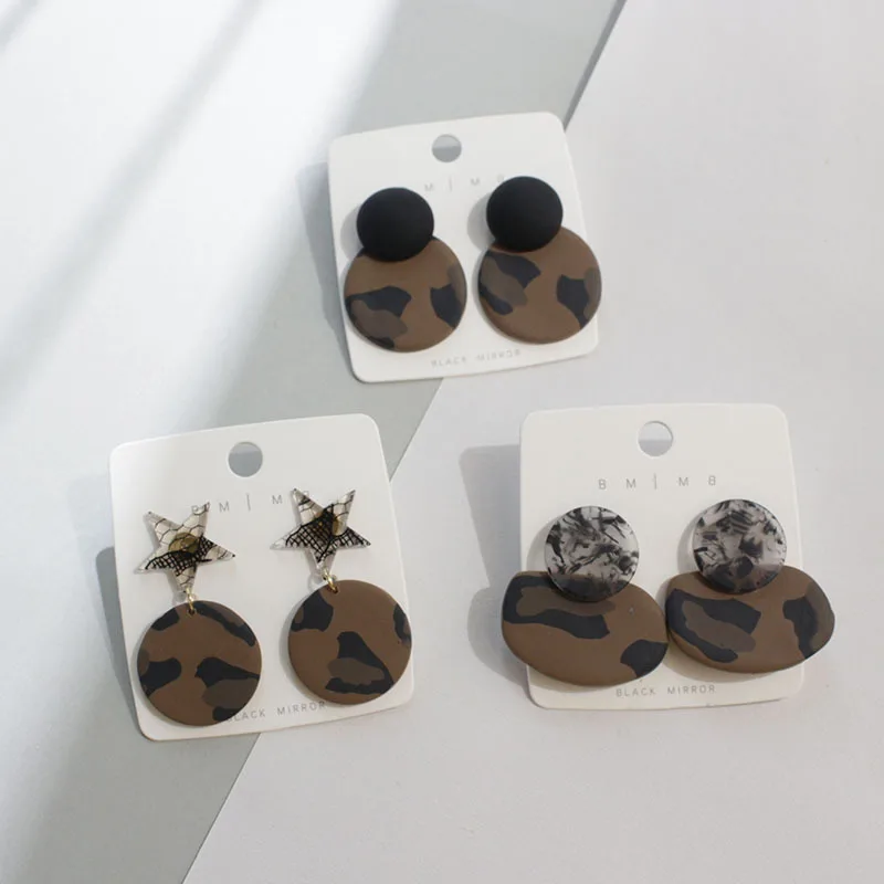 

2021 New Retro Earrings camouflage geometric Earrings female star line S925 silver needle Earrings серьги 2021 тренд pendientes
