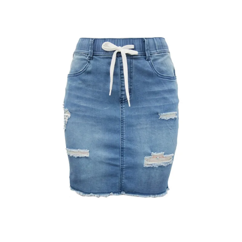 

2020 spring net red the same high-waist hole Amazon spot sale tight denim bag hip skirt