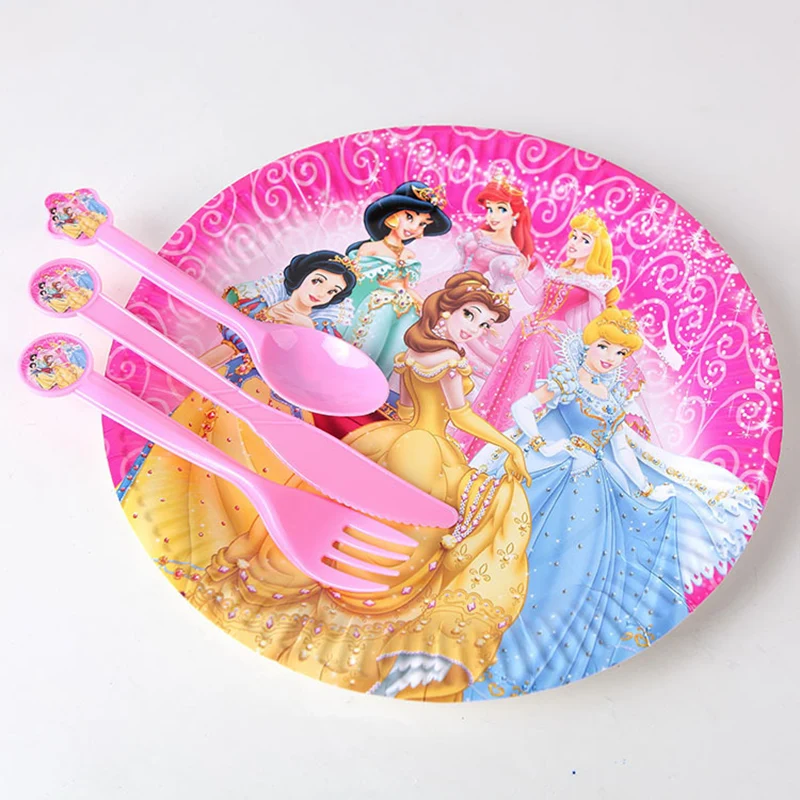Suministros de fiesta de cumplea&ntilde;os para ni&ntilde;os y ni&ntilde;as, Set de guirnalda de papel de Disney, platos, tazas, decoraci&oacute;n para Baby Shower, 61 piezas-5